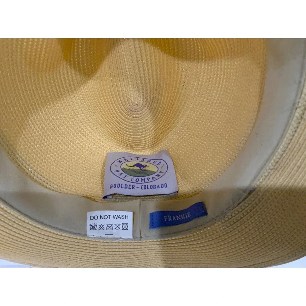Wallaroo Hat Company Frankie Fedora Straw Sun Hat Natural Brown Band Packable